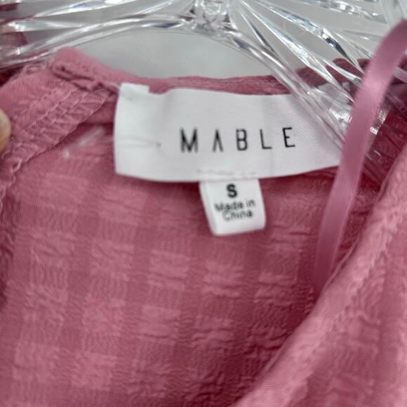 Mable Renee Puff Sleeve Textured Babydoll Dress Pink Cottagecore Womens Sz S - Picture 6 of 11